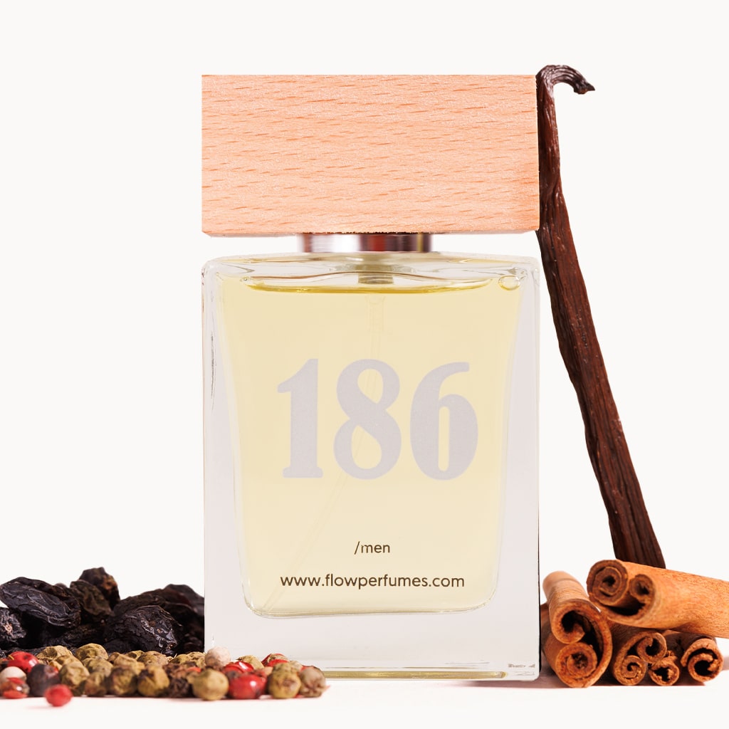 Zamiennik Gentleman Eau de Parfum Givenchy – szlachetna wanilia z cynamonem, pieprzem i suszonymi owocami. Flow Perfumes Nr 186.