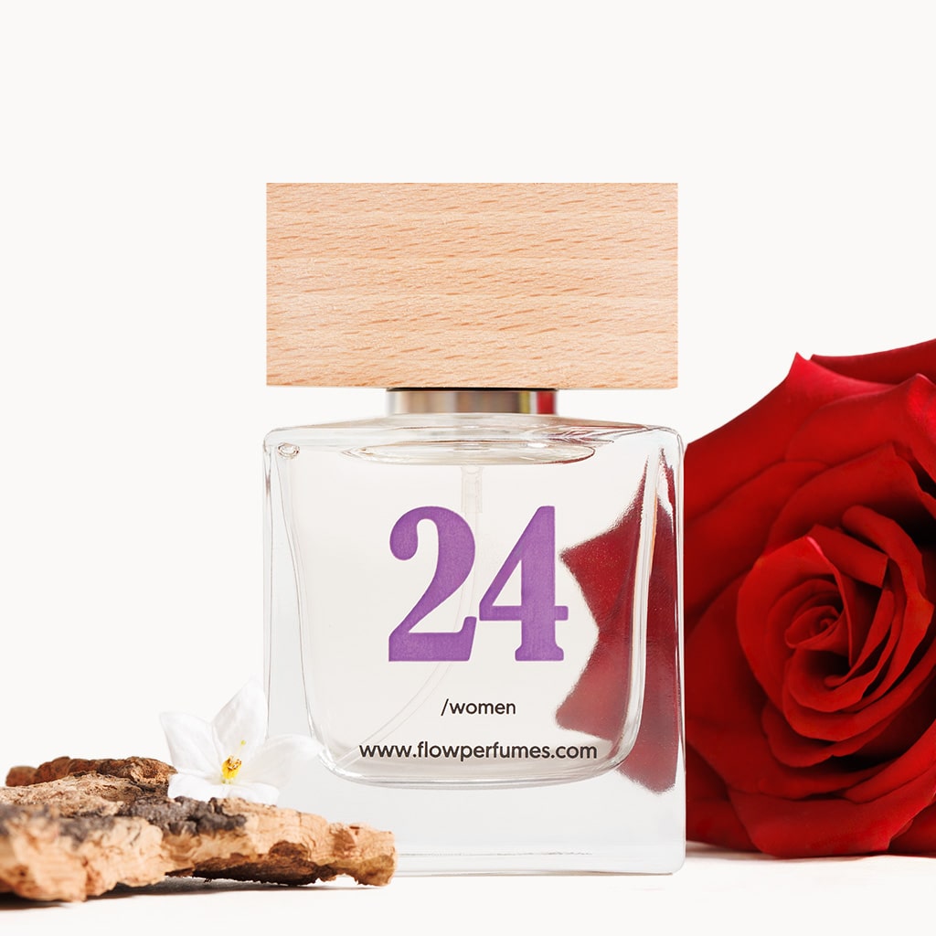 Zamiennik perfum Crystal Noir Versace – orientalny zapach z różą, Flow Perfumes nr 24 dla kobiet.