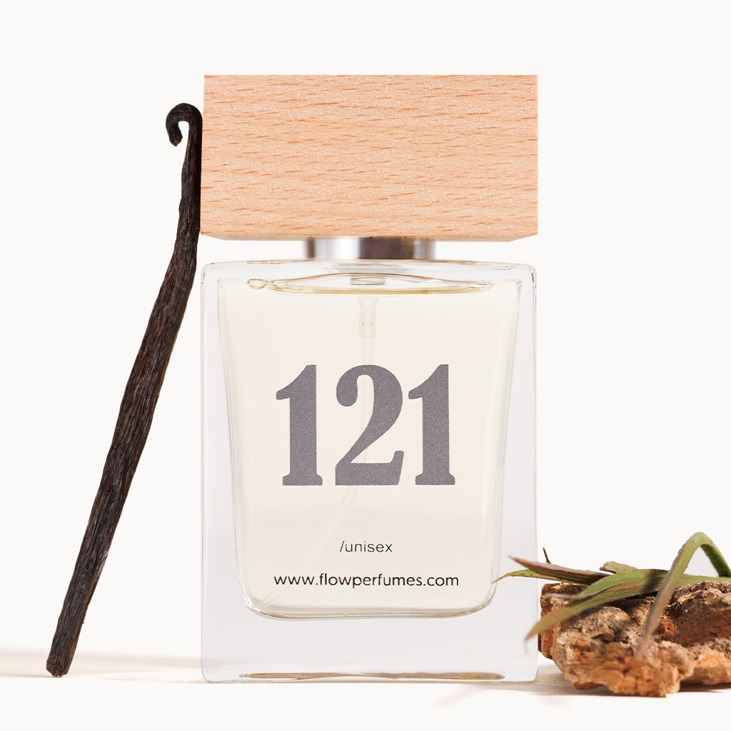 Zamiennik perfum Leather Oud od Dior – głęboki, drzewno-skórzany zapach z nutą szlachetnej wanilii. Flow Perfumes Nr 121.