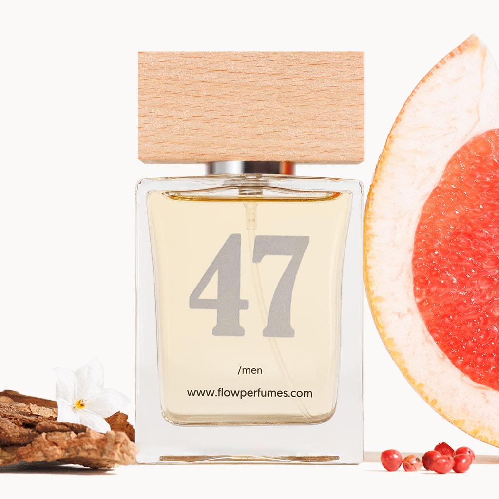 Zamiennik perfum Terre d’Hermès – świeży zapach z grejpfrutem, korą i białym kwiatem, Flow Perfumes nr 47.