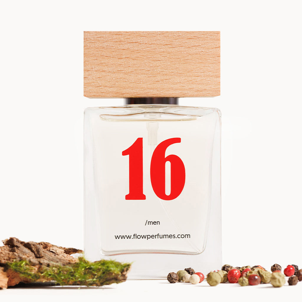 Zamiennik perfum Red Style In Play Lacoste – zmysłowy zapach z korą, mchem i kolorowym pieprzem, Flow Perfumes nr 16.