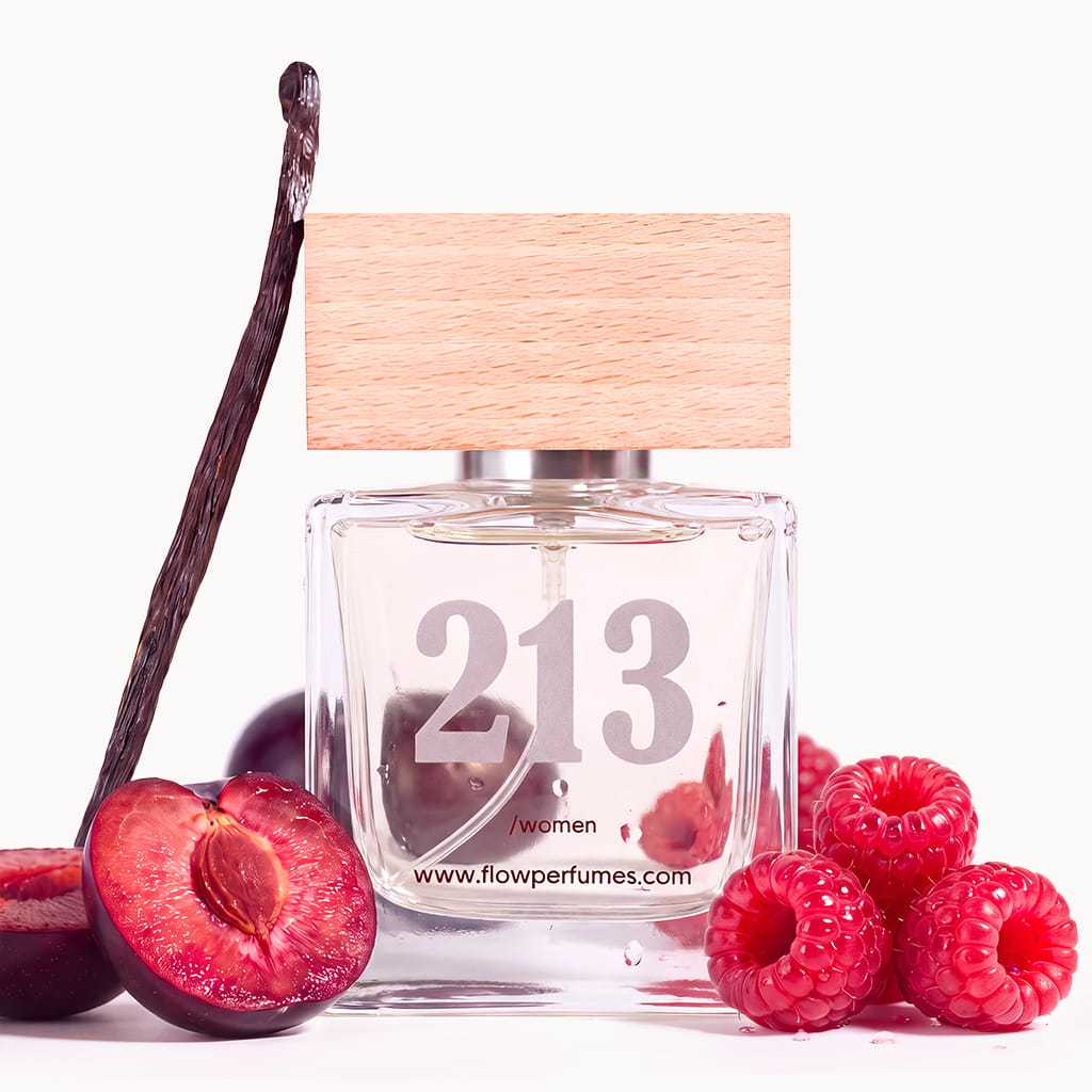 Perfumy Flow Perfumes Nr 213 dla kobiet – owocowy zapach z nutą maliny i śliwki, flakon 50 ml 