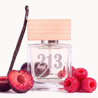 Perfumy Flow Perfumes Nr 213 dla kobiet – owocowy zapach z nutą maliny i śliwki, flakon 50 ml 